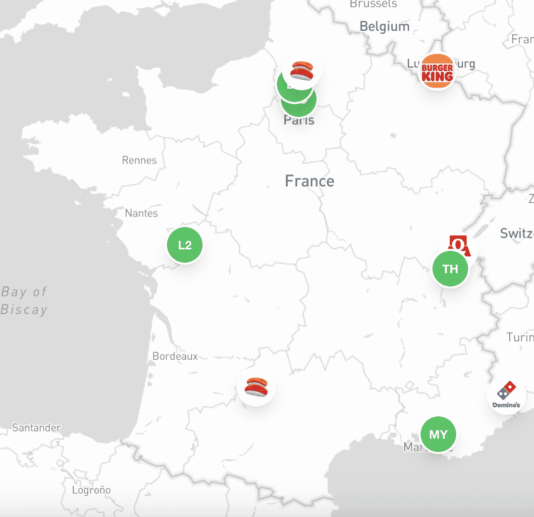 Carte des franchises restauration en France - Carte interactive avec géolocalisation des ouvertures